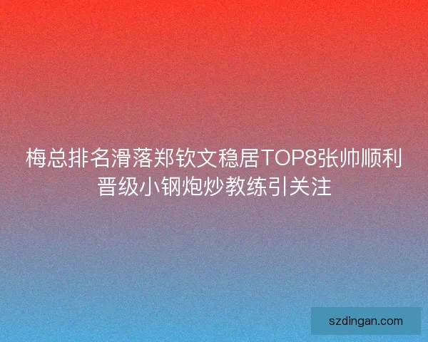 梅总排名滑落郑钦文稳居TOP8张帅顺利晋级小钢炮炒教练引关注