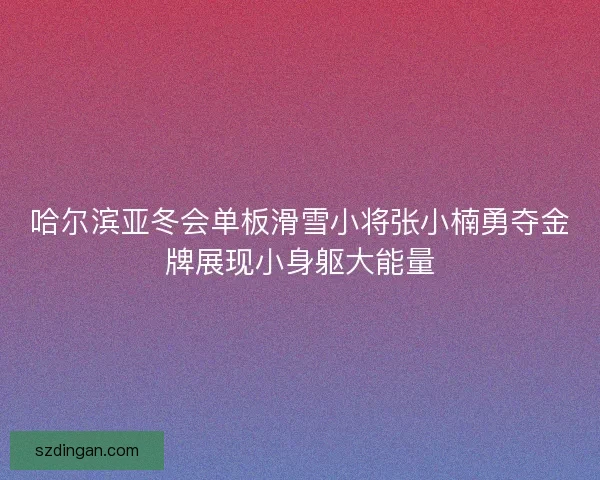 哈尔滨亚冬会单板滑雪小将张小楠勇夺金牌展现小身躯大能量