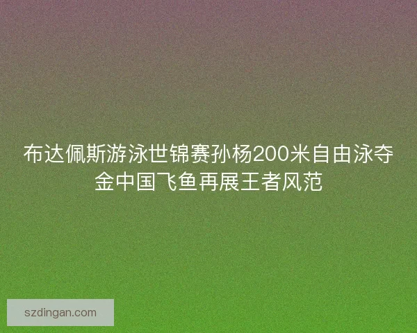 布达佩斯游泳世锦赛孙杨200米自由泳夺金中国飞鱼再展王者风范